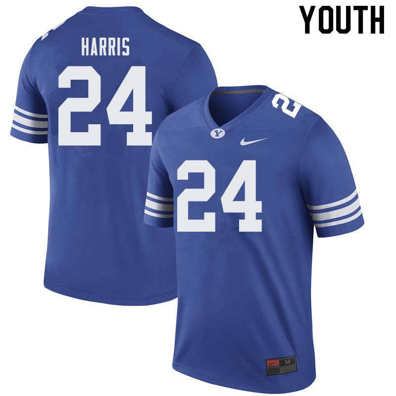 Youth #24 Koy Harris BYU Cougars College Football Jerseys Sale-Royal
